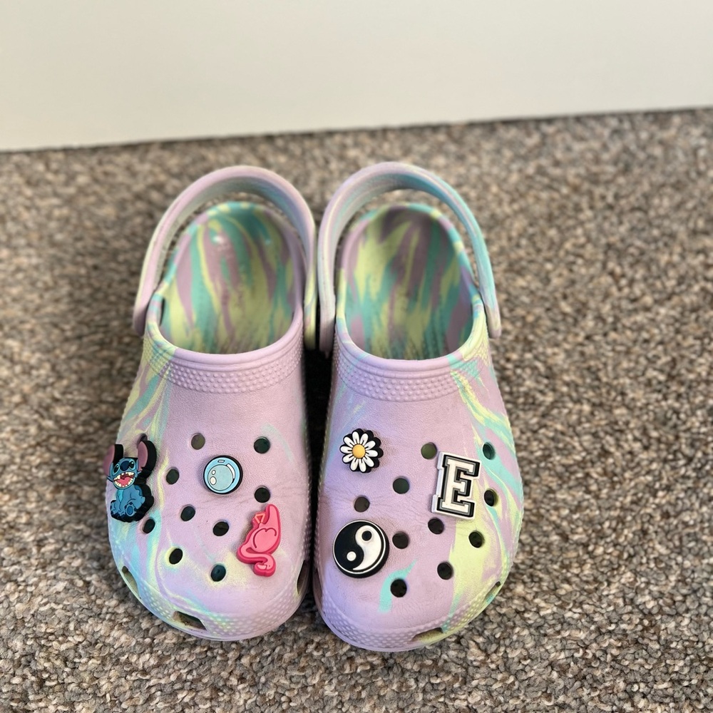12c CROCS Kids  - Lavender and Mint marble